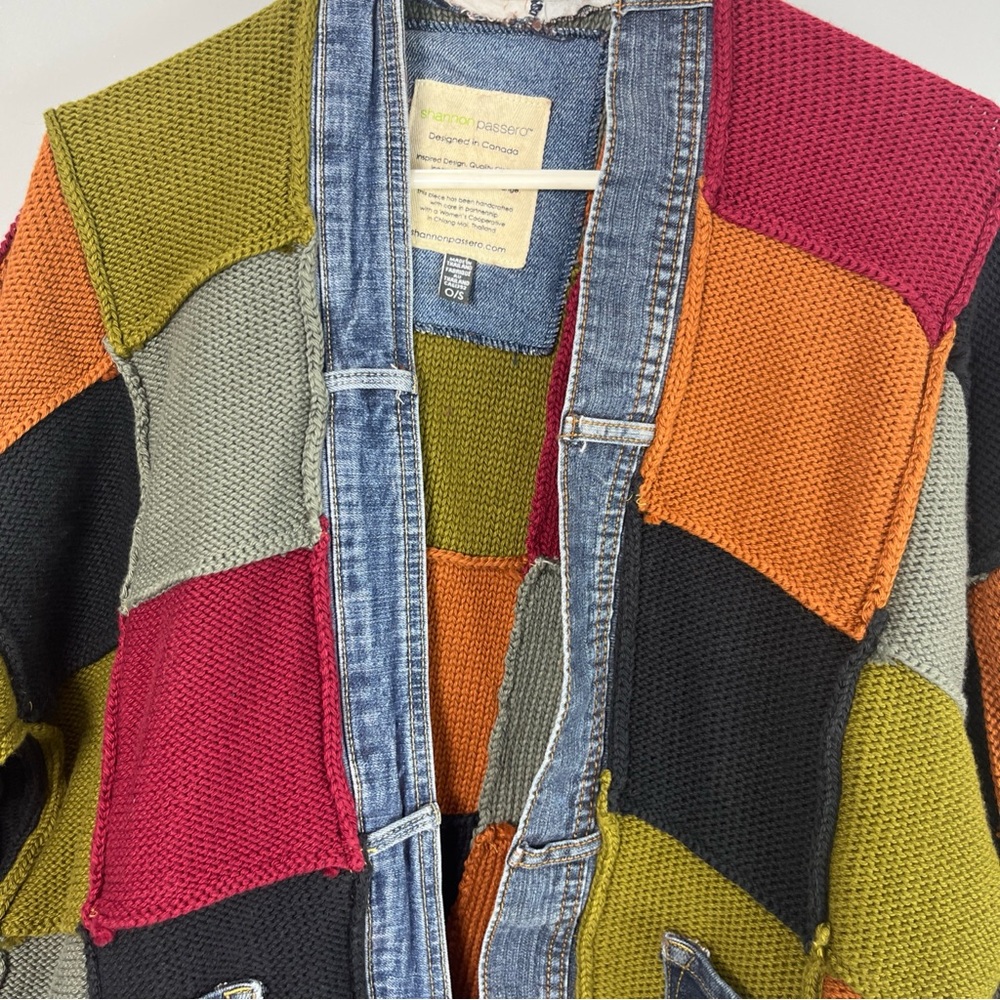 Patchwork Open-Front Cardigan Sweater Jacket - Mu… - image 4